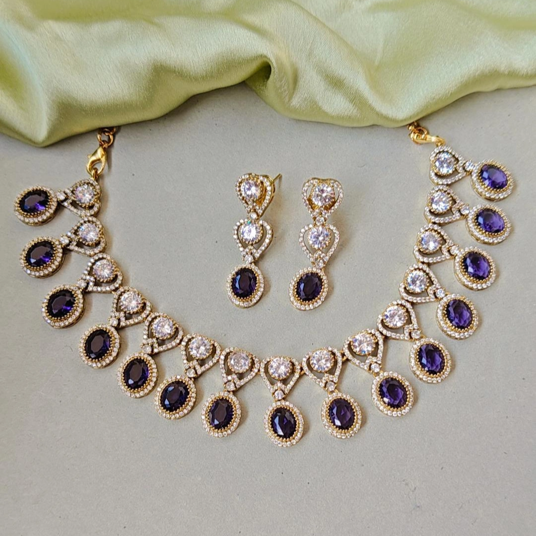 PURPLE SRIRA ZIRCONIA JEWELLERY SET