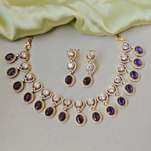 PURPLE SRIRA ZIRCONIA JEWELLERY SET