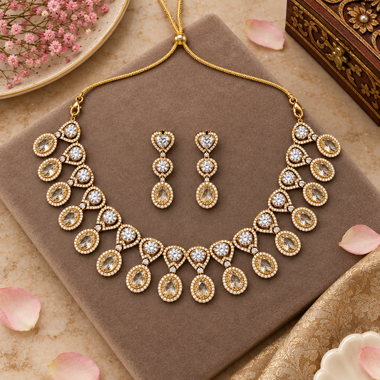 WHITE SRIRA ZIRCONIA JEWELLERY SET