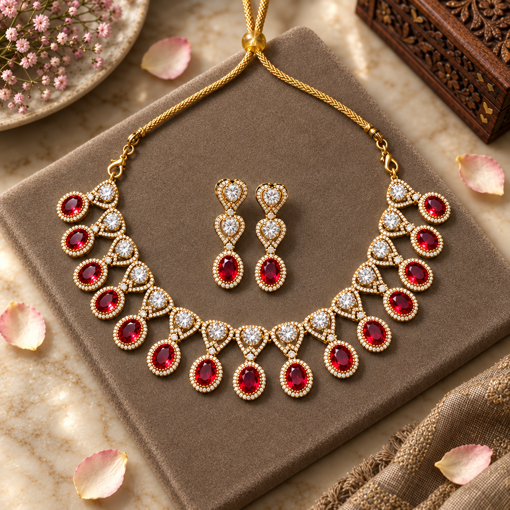 RUBY SRIRA ZIRCONIA JEWELLERY SET
