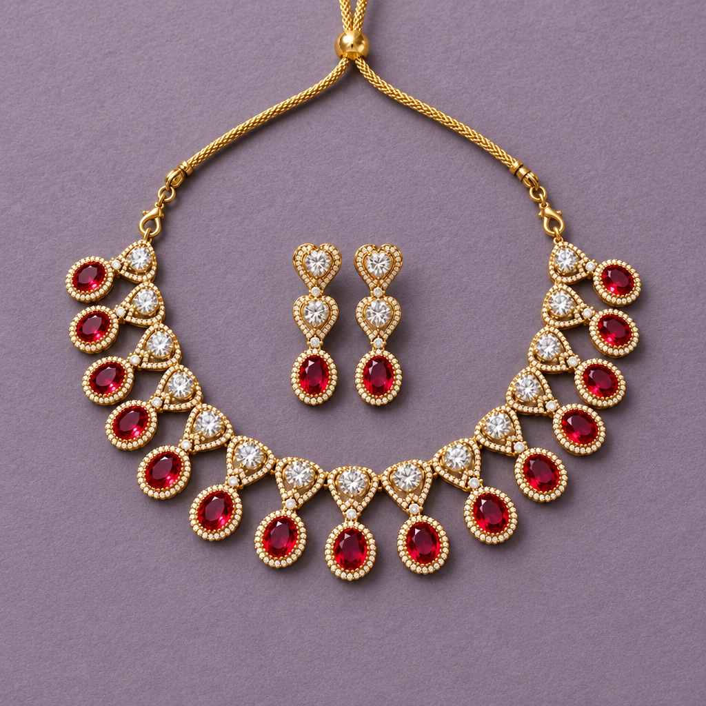 RUBY SRIRA ZIRCONIA JEWELLERY SET