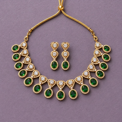 EMERALD SRIRA ZIRCONIA JEWELLERY SET