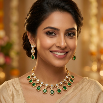 EMERALD SRIRA ZIRCONIA JEWELLERY SET