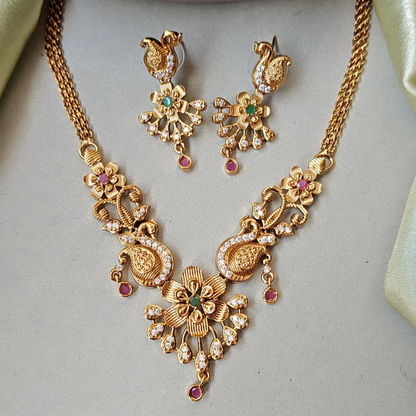 GOLDEN NETHA TEMPLE JEWELLERY SET