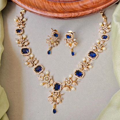 NAVY CHRISTA ZIRCONIA JEWELLERY SET