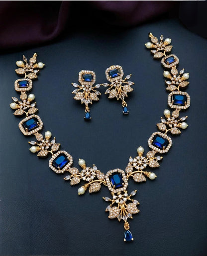 NAVY CHRISTA ZIRCONIA JEWELLERY SET