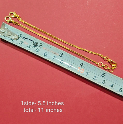 18K GOLD POLISH BOX TYPE NECKLACE BACK CHAIN - WITH FISH HOOK