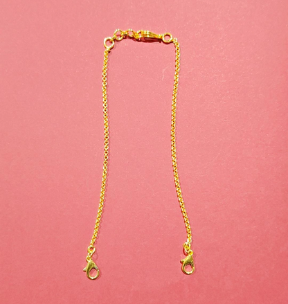 18K GOLD POLISH BOX TYPE NECKLACE BACK CHAIN - WITH FISH HOOK