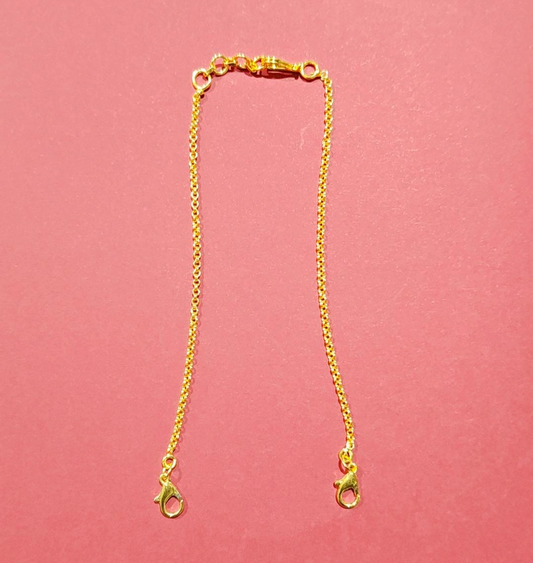 18K GOLD POLISH BOX TYPE NECKLACE BACK CHAIN - WITH FISH HOOK