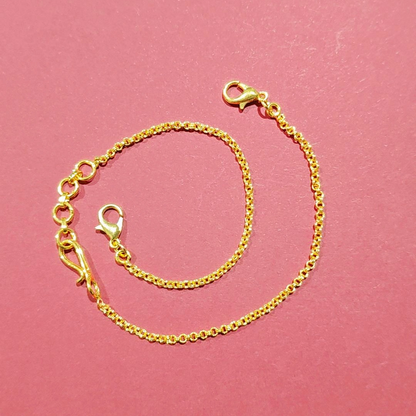18K GOLD POLISH BOX TYPE NECKLACE BACK CHAIN - WITH FISH HOOK