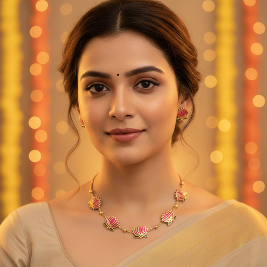 PINK LOTUS JEWELLERY SET