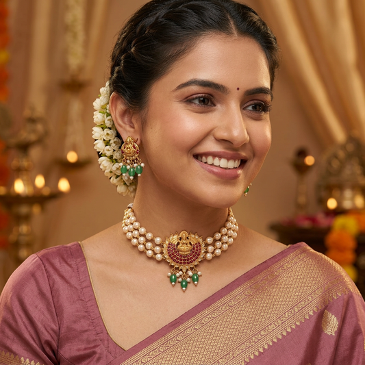 FRESH WATER LAXMI PEARL JEWELLERY SET