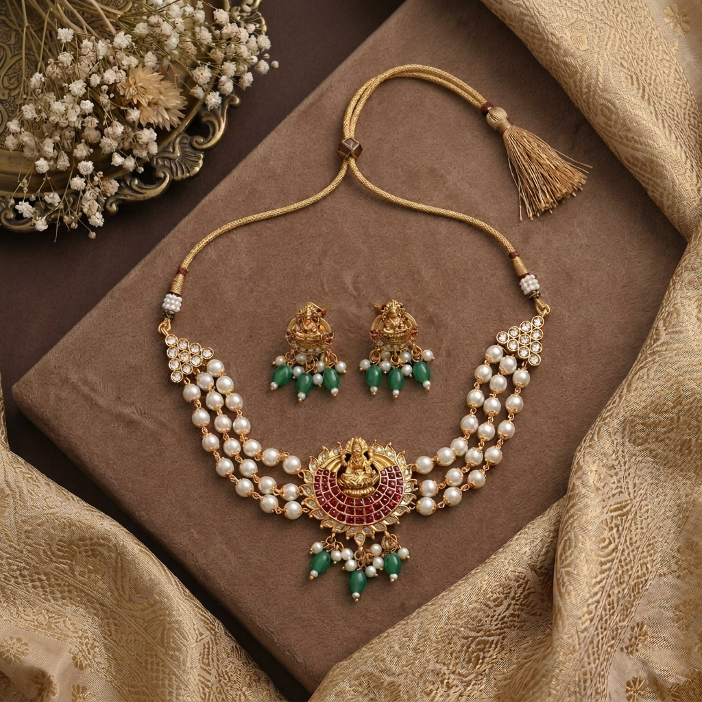 FRESH WATER LAXMI PEARL JEWELLERY SET