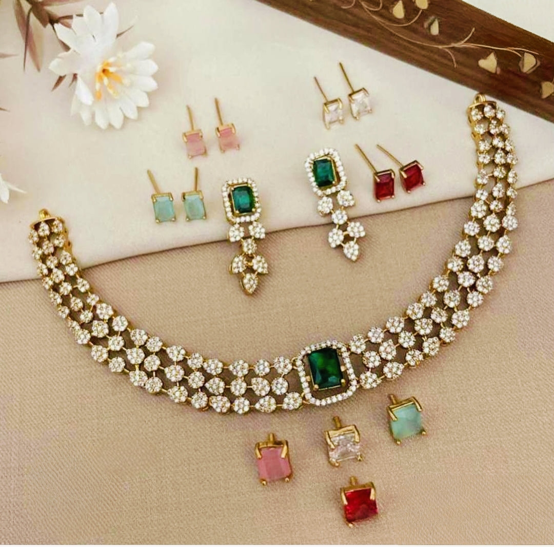 MALEENA COLOR CHANGEABLE ZIRCONIA JEWELLERY SET