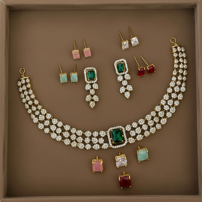 MALEENA COLOR CHANGEABLE ZIRCONIA JEWELLERY SET