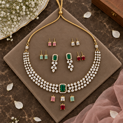 MALEENA COLOR CHANGEABLE ZIRCONIA JEWELLERY SET