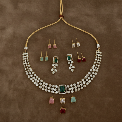 MALEENA COLOR CHANGEABLE ZIRCONIA JEWELLERY SET