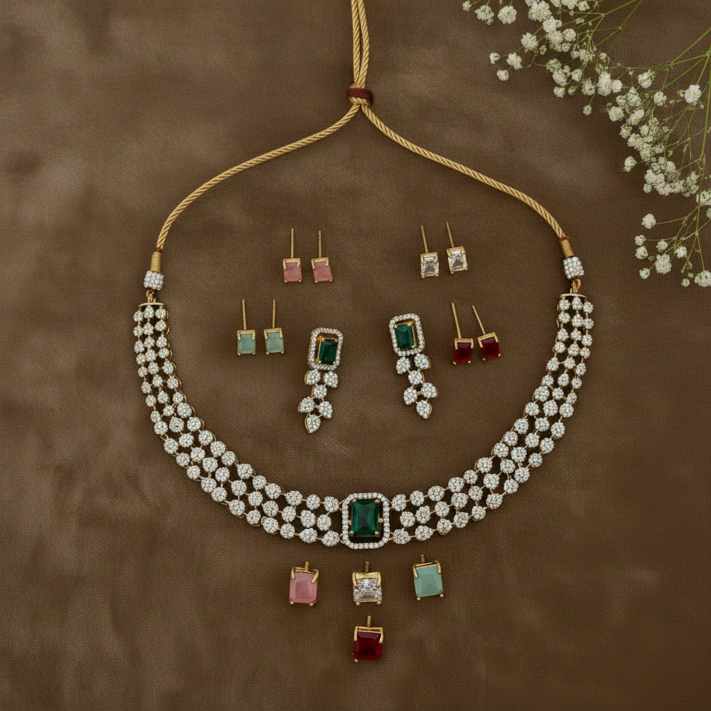 MALEENA COLOR CHANGEABLE ZIRCONIA JEWELLERY SET