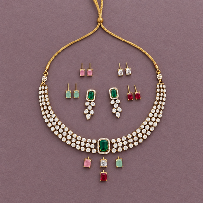 MALEENA COLOR CHANGEABLE ZIRCONIA JEWELLERY SET