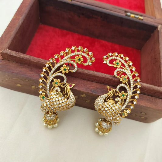 GOLDEN PEACOCK EARCUFF EARRINGS