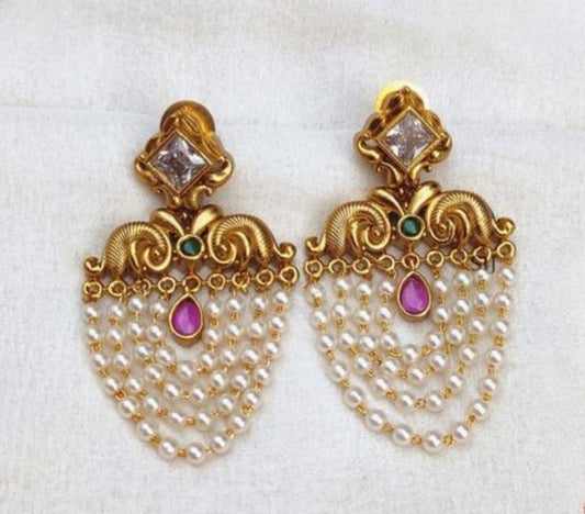MULTICOLOR RUBY HIYARA PEARL EARRINGS