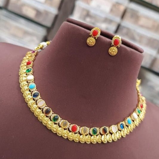 NAVRATHAN FULKI TEMPLE JEWELLERY SET