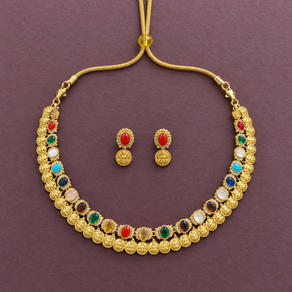 ORIGINAL NAVRATHAN TEMPLE JEWELLERY SET
