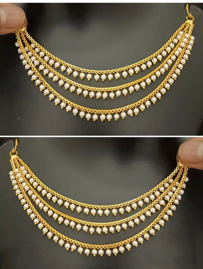 PREMIUM THREE LAYER HANGING PEARL EAR CHAIN