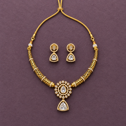 WHITE MANJU WARRIER VICTORIAN JEWELLERY SET