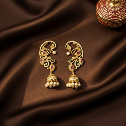 GOLDEN GULAAB EARCUFF EARRINGS