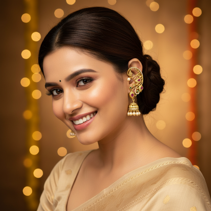 GOLDEN GULAAB EARCUFF EARRINGS