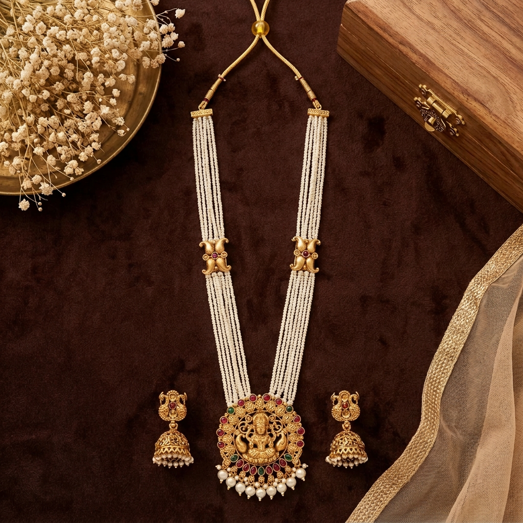 PREMIUM EMI PEARL LONG JEWELLERY SET