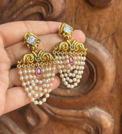 MULTICOLOR RUBY HIYARA PEARL EARRINGS