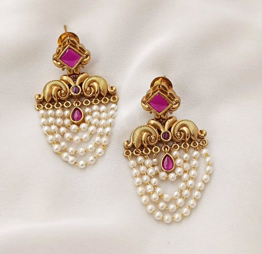 ORIGINAL RUBY HIYARA PEARL EARRINGS
