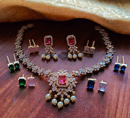 ARRYA COLOR CHANGEABLE ZIRCONIA JEWELLERY SET