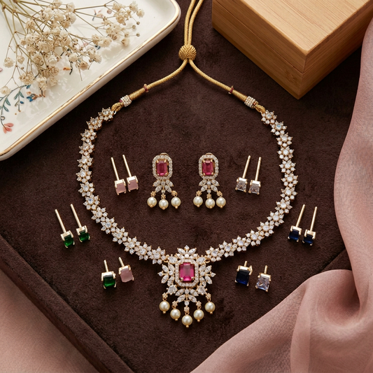 ARRYA COLOR CHANGEABLE ZIRCONIA JEWELLERY SET