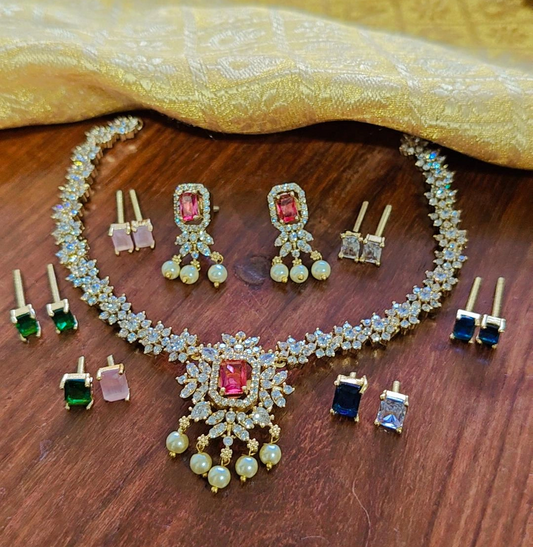 ARRYA COLOR CHANGEABLE ZIRCONIA JEWELLERY SET