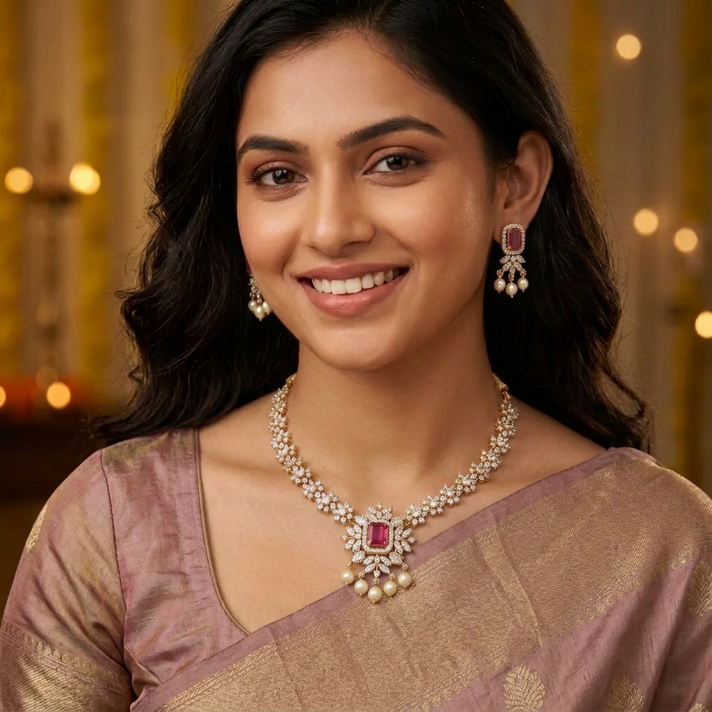 ARRYA COLOR CHANGEABLE ZIRCONIA JEWELLERY SET