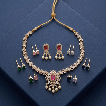 ARRYA COLOR CHANGEABLE ZIRCONIA JEWELLERY SET