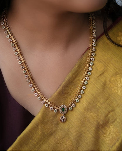 MULTICOLOR DIVYANTHI LONG ZIRCONIA JEWELLERY SET