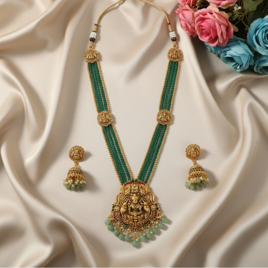 PREMIUM MINT AHILA LONG JEWELLERY SET