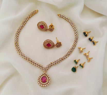 MYTRI COLOR CHANGEABLE ZIRCONIA JEWELLERY SET