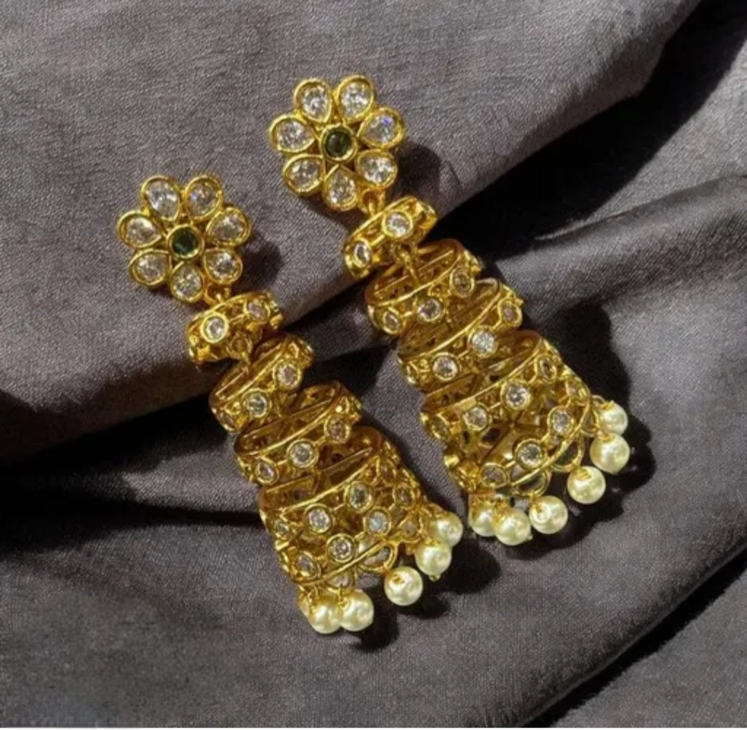 EMERALD ARORA ZIRCONIA JHUMKI EARRING