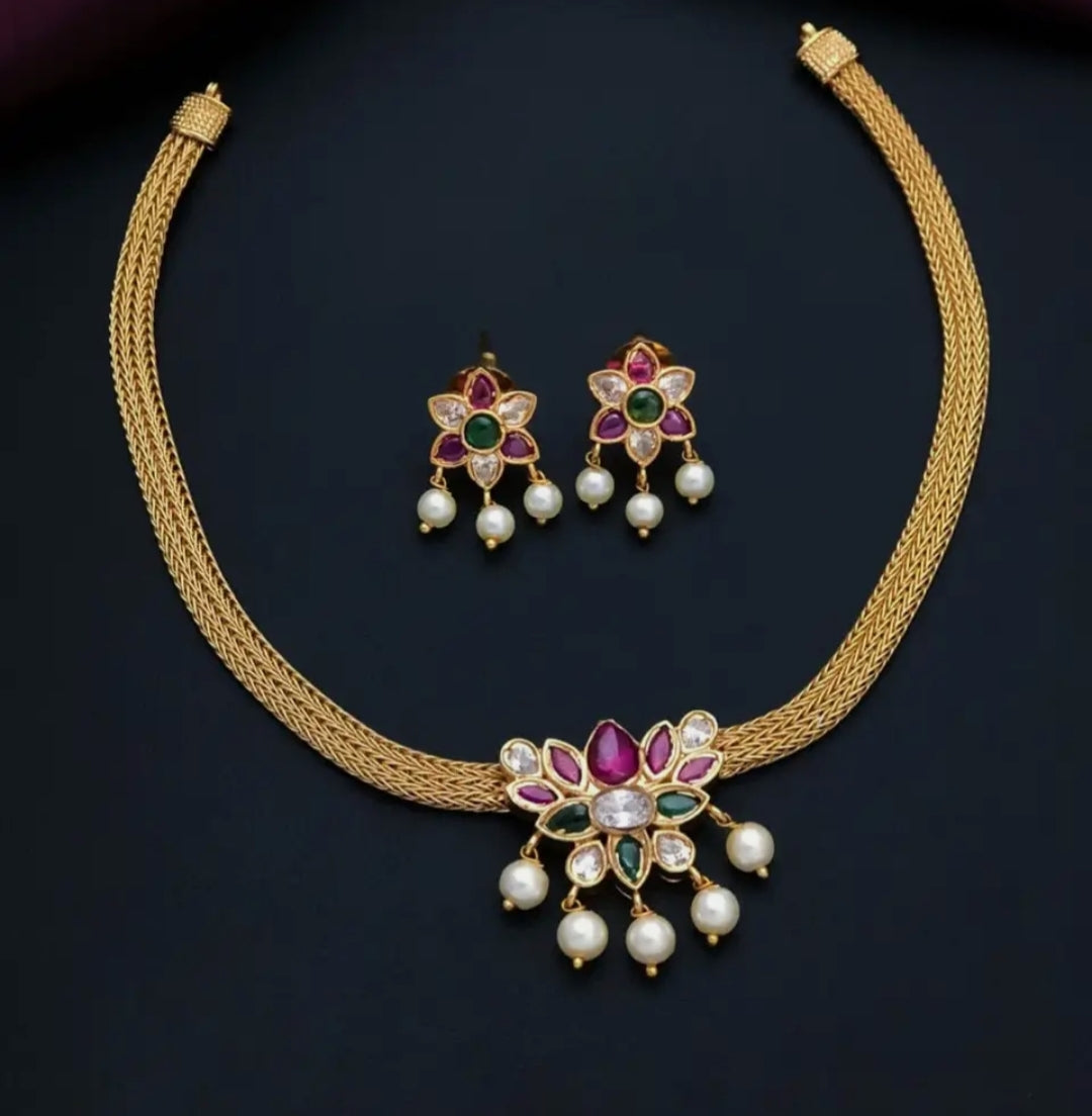 18K GOLD PLATED VAMIKA JEWELLERY SET