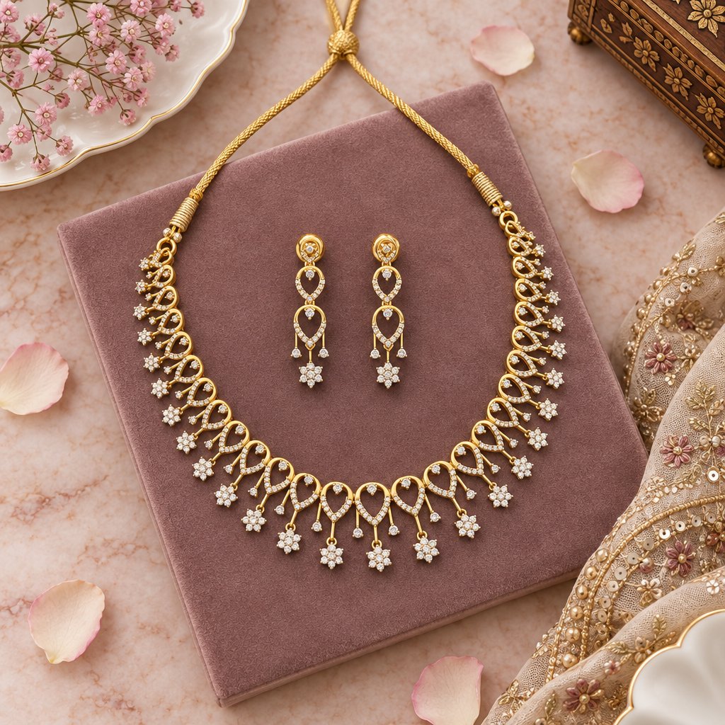 GOLDEN NIRZA ZIRCONIA JEWELLERY SET