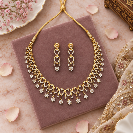 GOLDEN NIRZA ZIRCONIA JEWELLERY SET