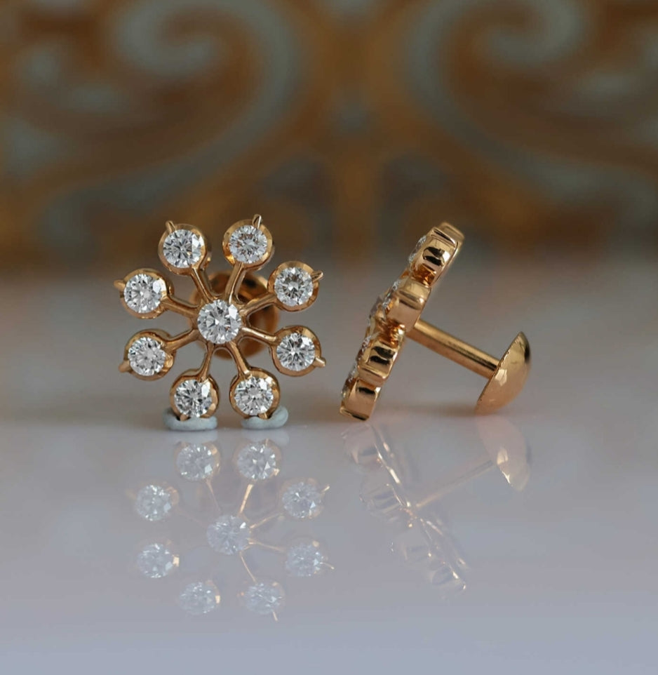 DIAMOND HIRA NINE STONE STUD EARRINGS