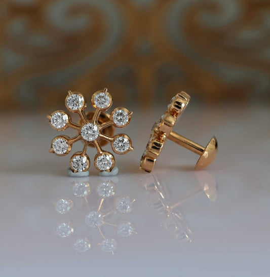 DIAMOND HIRA NINE STONE STUD EARRINGS