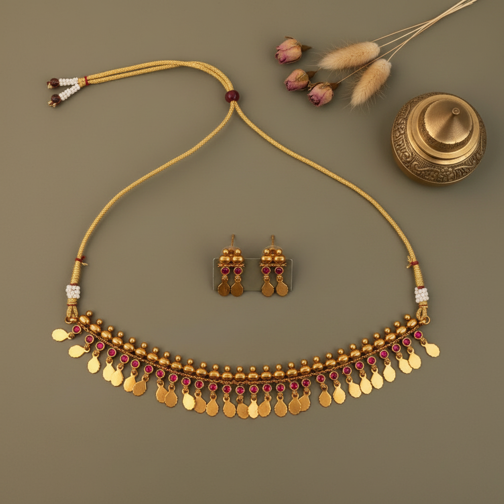 GOLDEN MENAKA ELAKKATHALI JEWELLERY SET