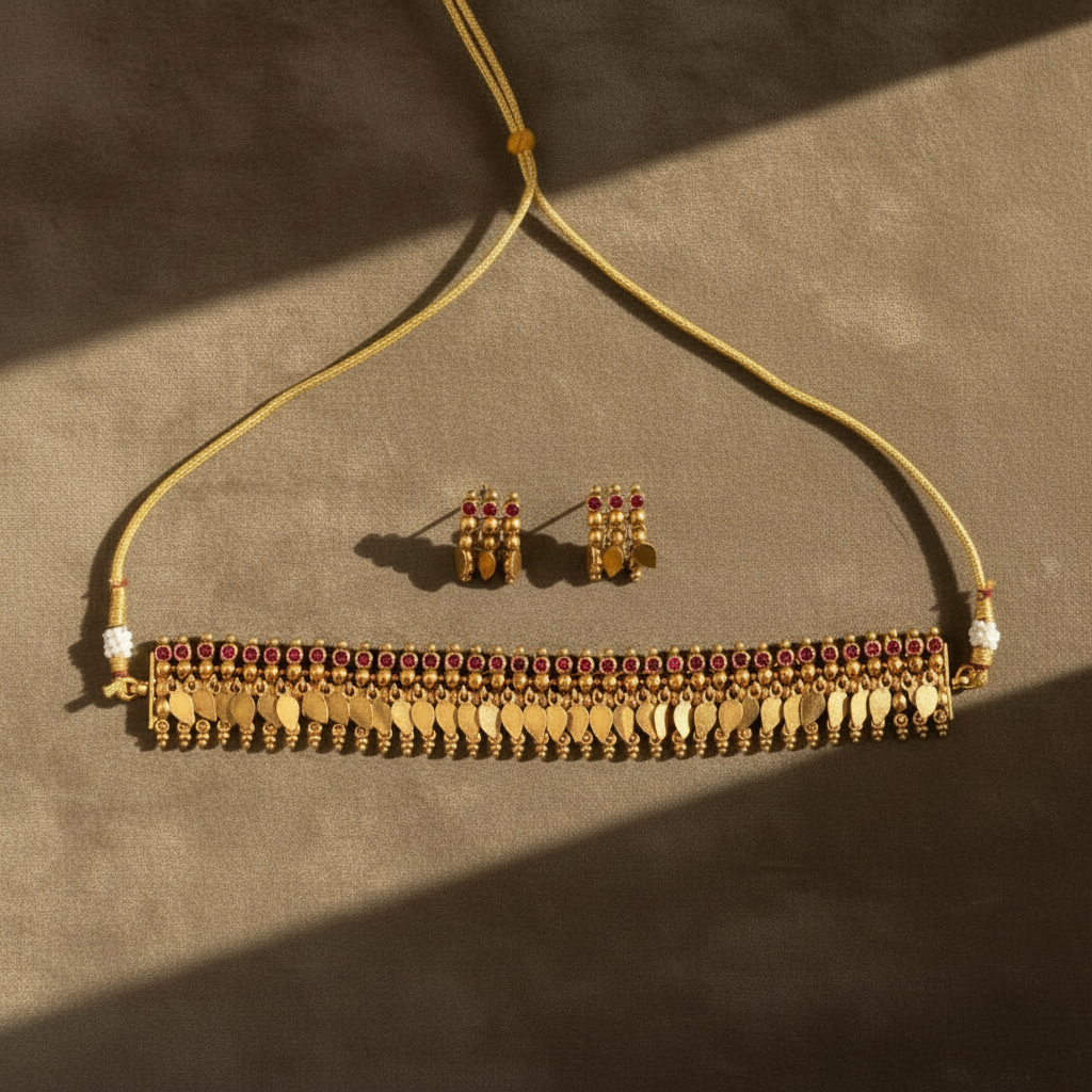 GOLDEN SAHANA ELAKKATHALI JEWELLERY SET